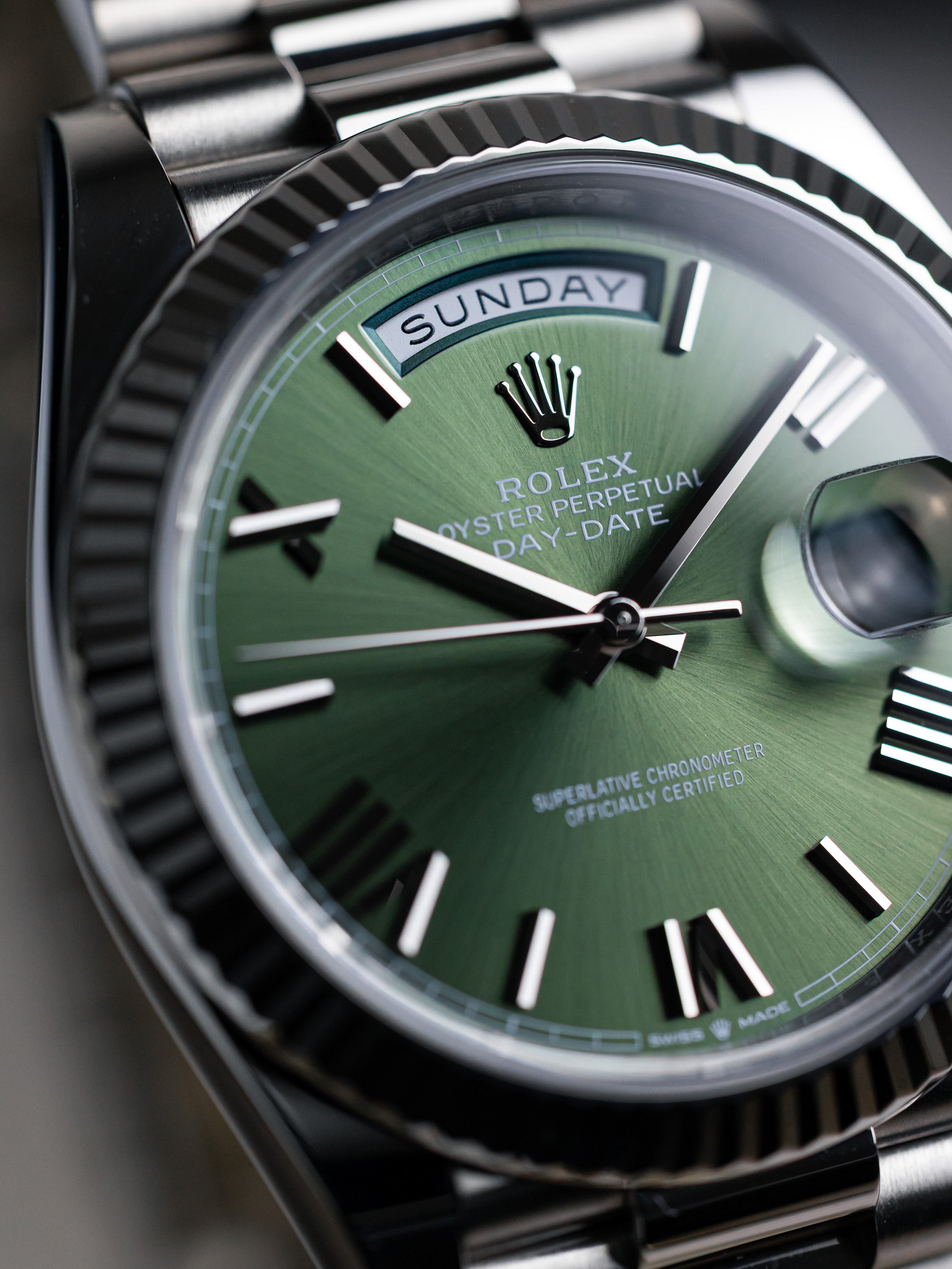 2023 Rolex Day-Date 40 White Gold Olive Dial