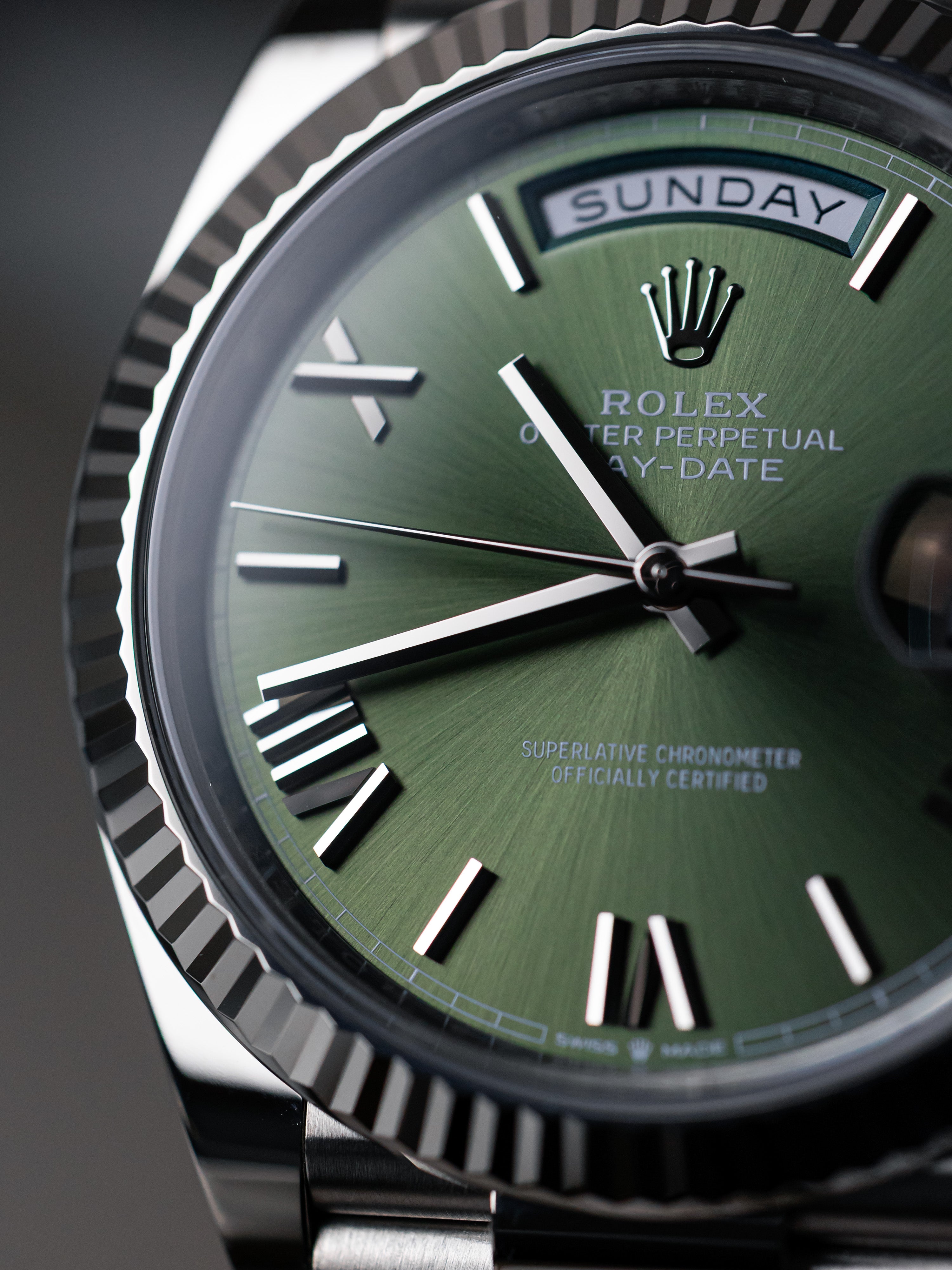 2023 Rolex Day-Date 40 White Gold Olive Dial