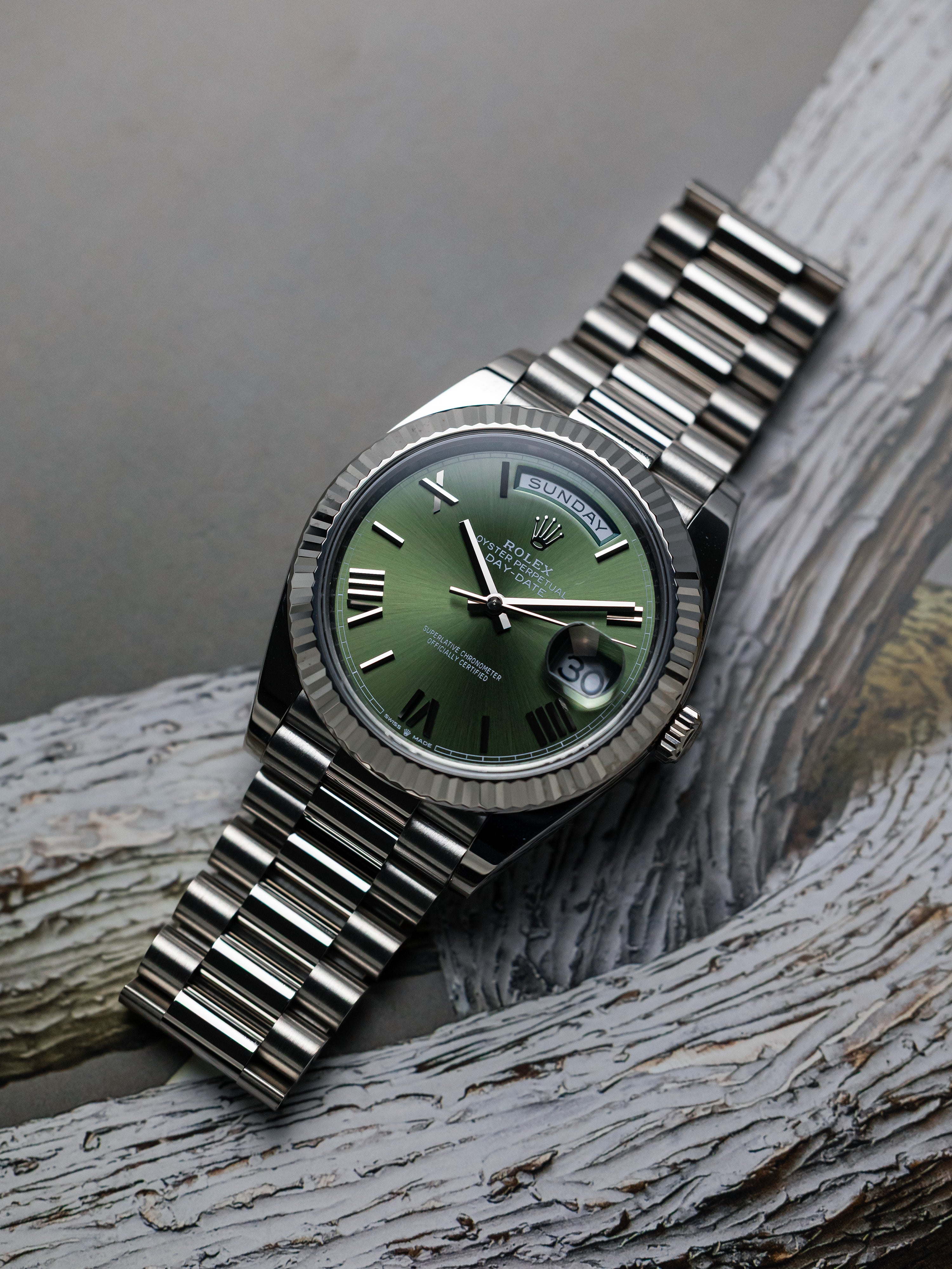 2023 Rolex Day-Date 40 White Gold Olive Dial