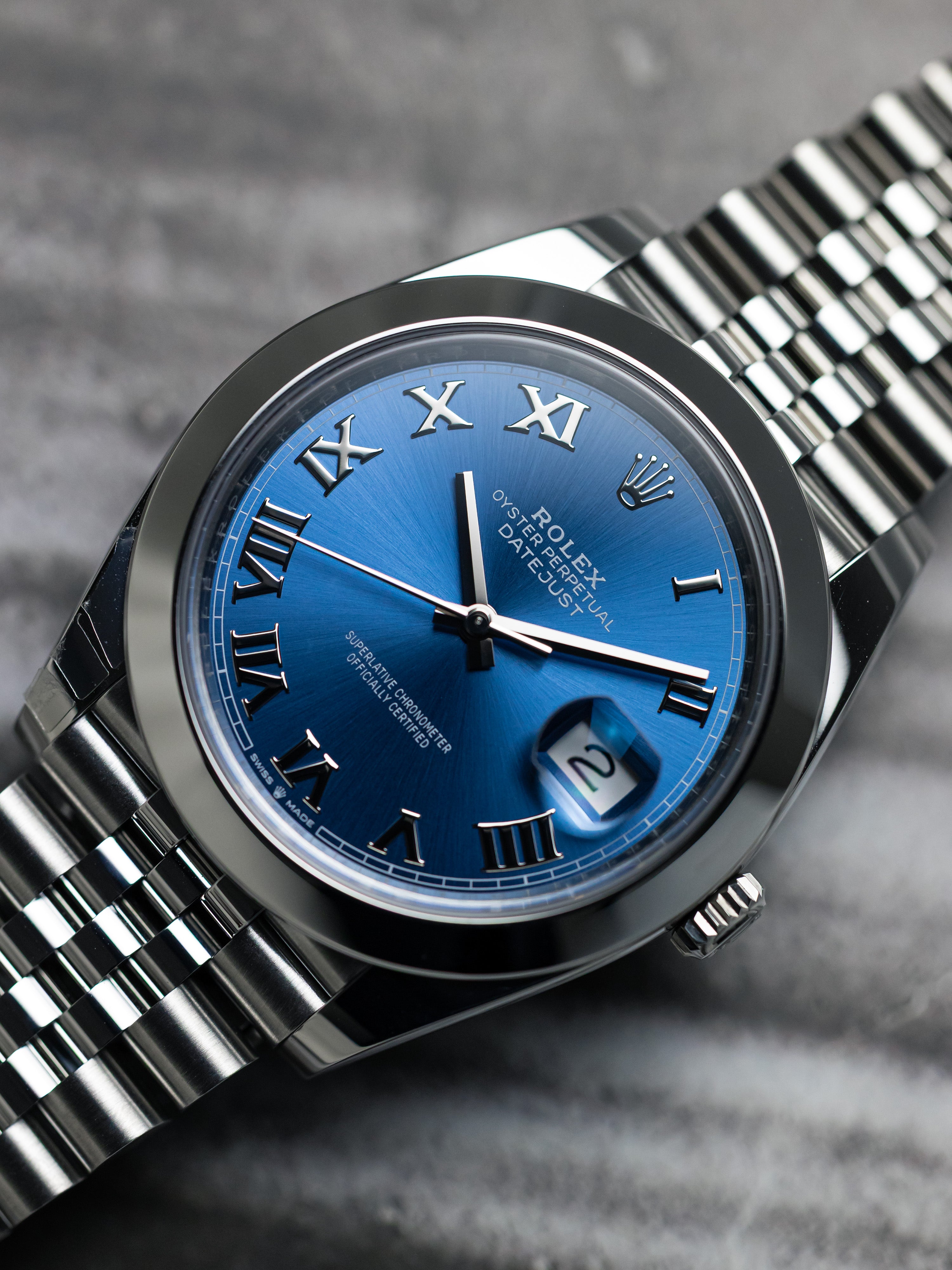 2025 Rolex Datejust 41 Smooth Bezel, Roman Numeral Dial