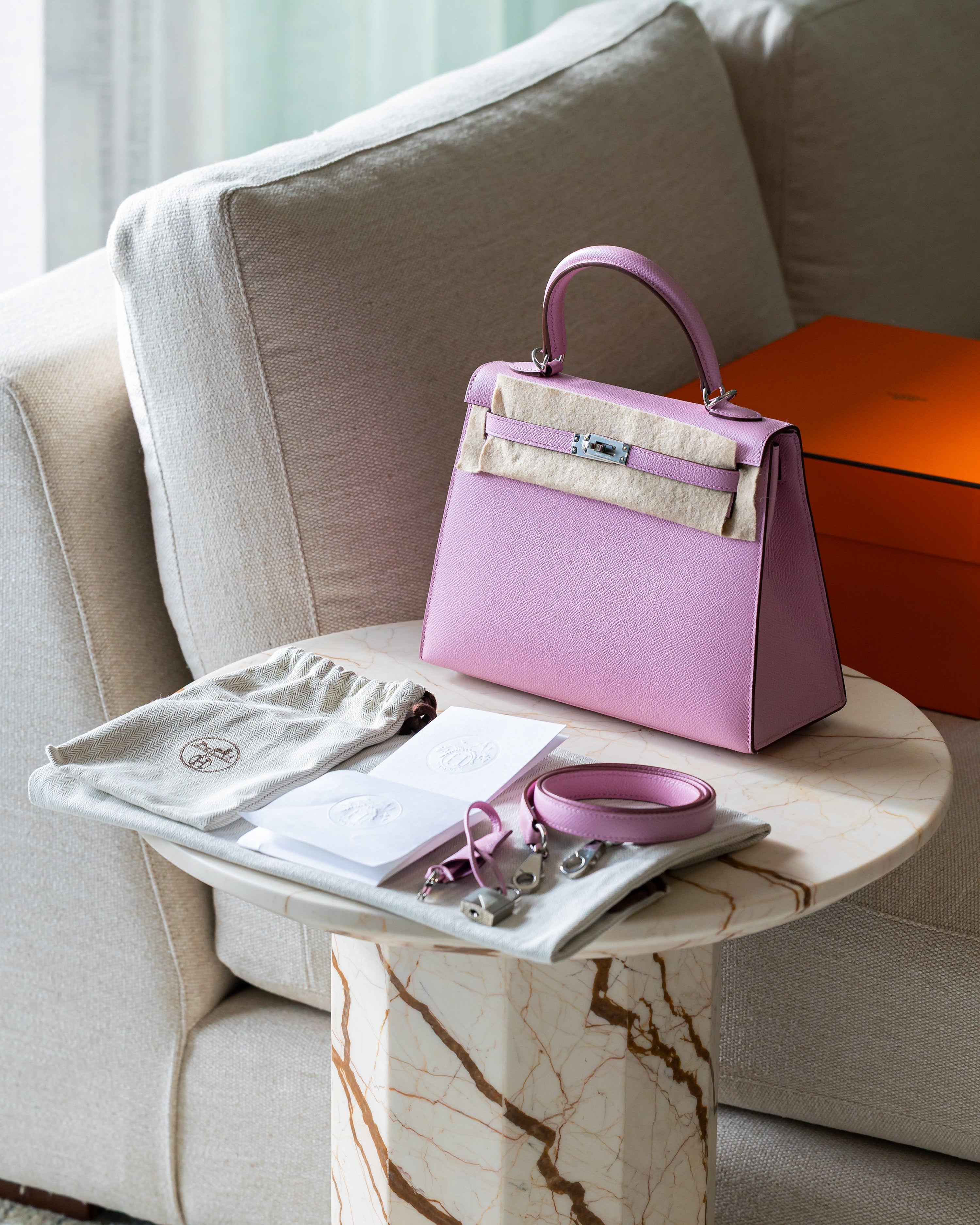 2022 Hermès Kelly II Sellier 25 Veau Epsom Mauve Sylvestre