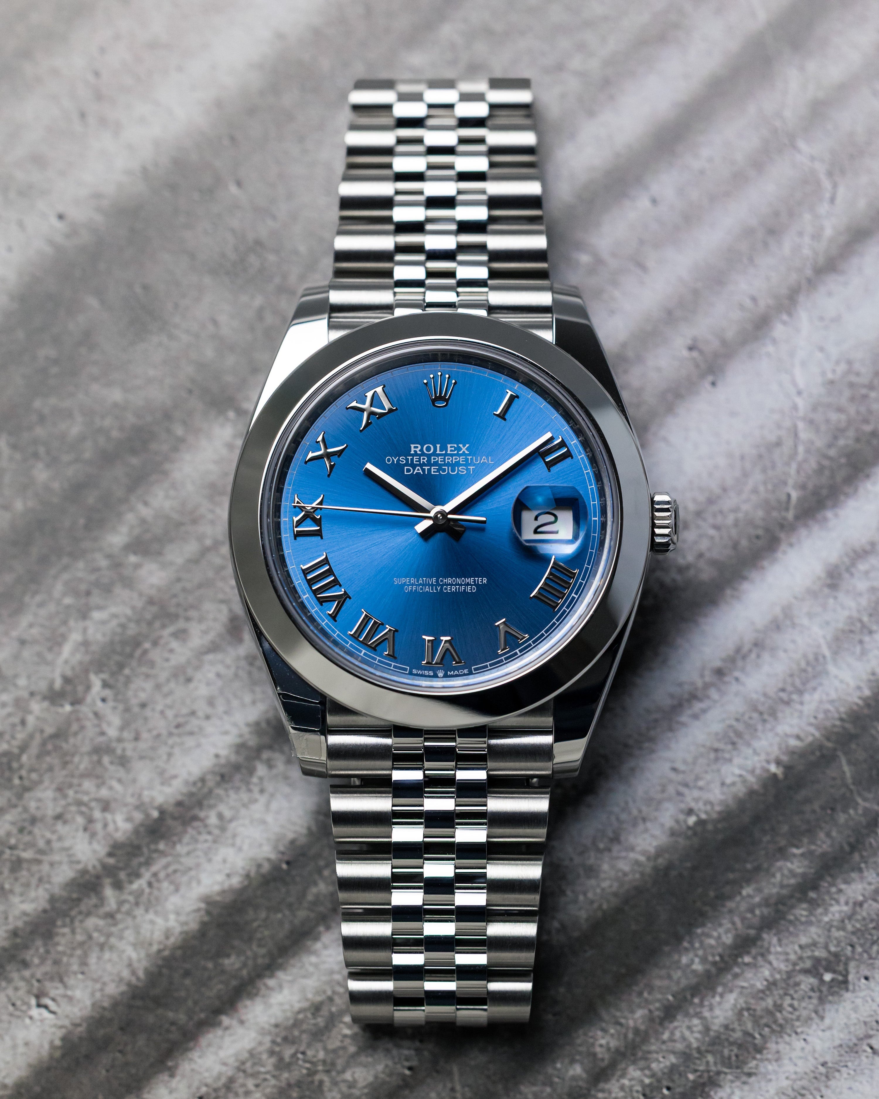 2025 Rolex Datejust 41 Smooth Bezel, Roman Numeral Dial