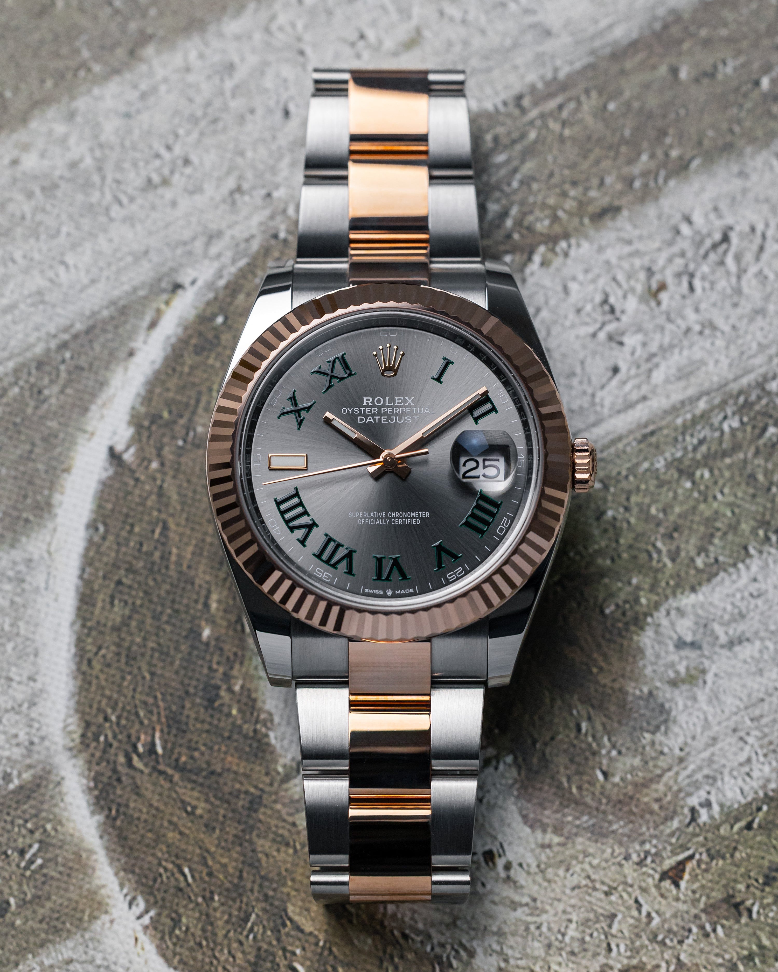 2025 Rolex Datejust 41 Wimbledon Rose Gold and Steel
