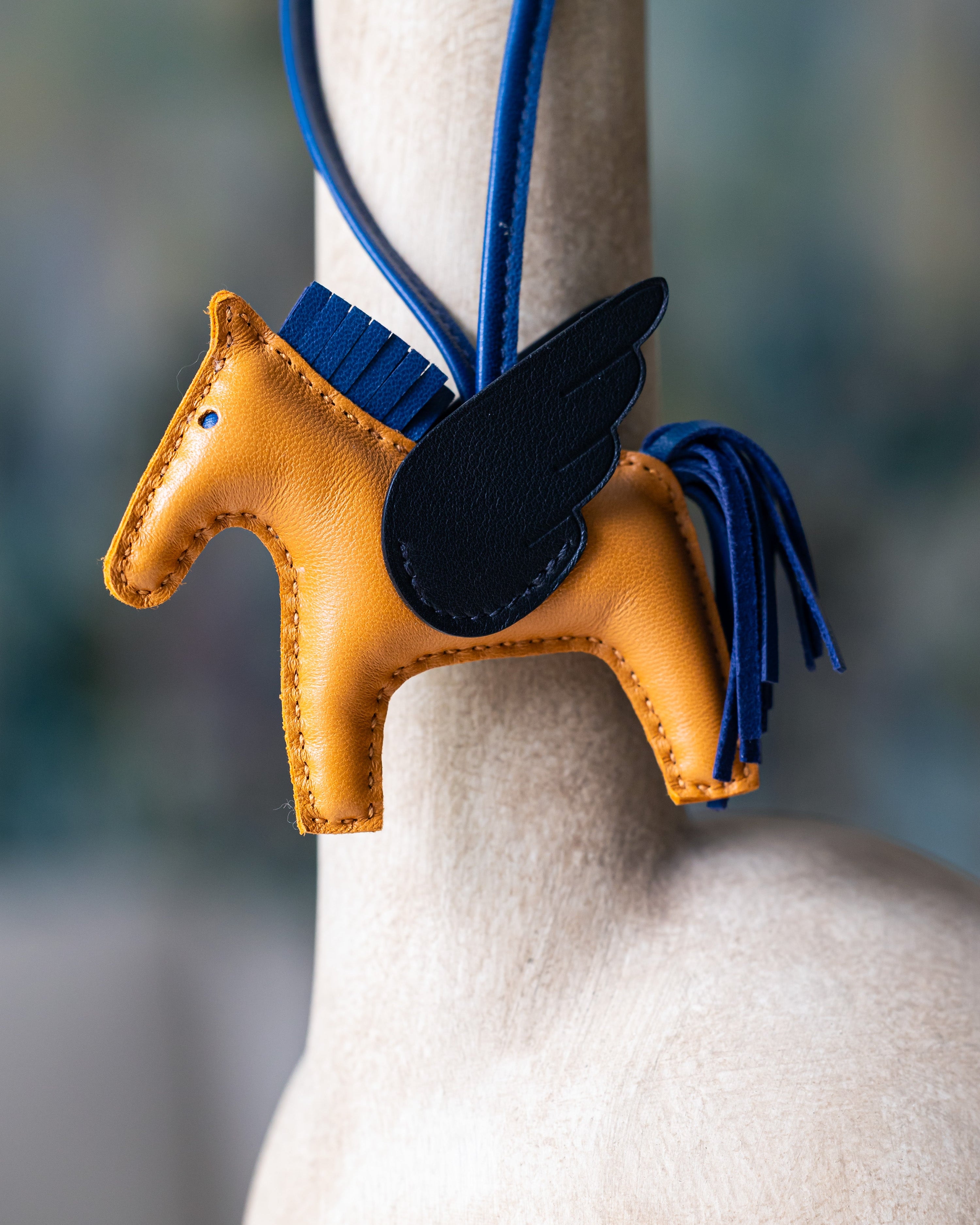 Hermes Rodeo Pegase PM Charm Sesame / Black / Bleu Saphir