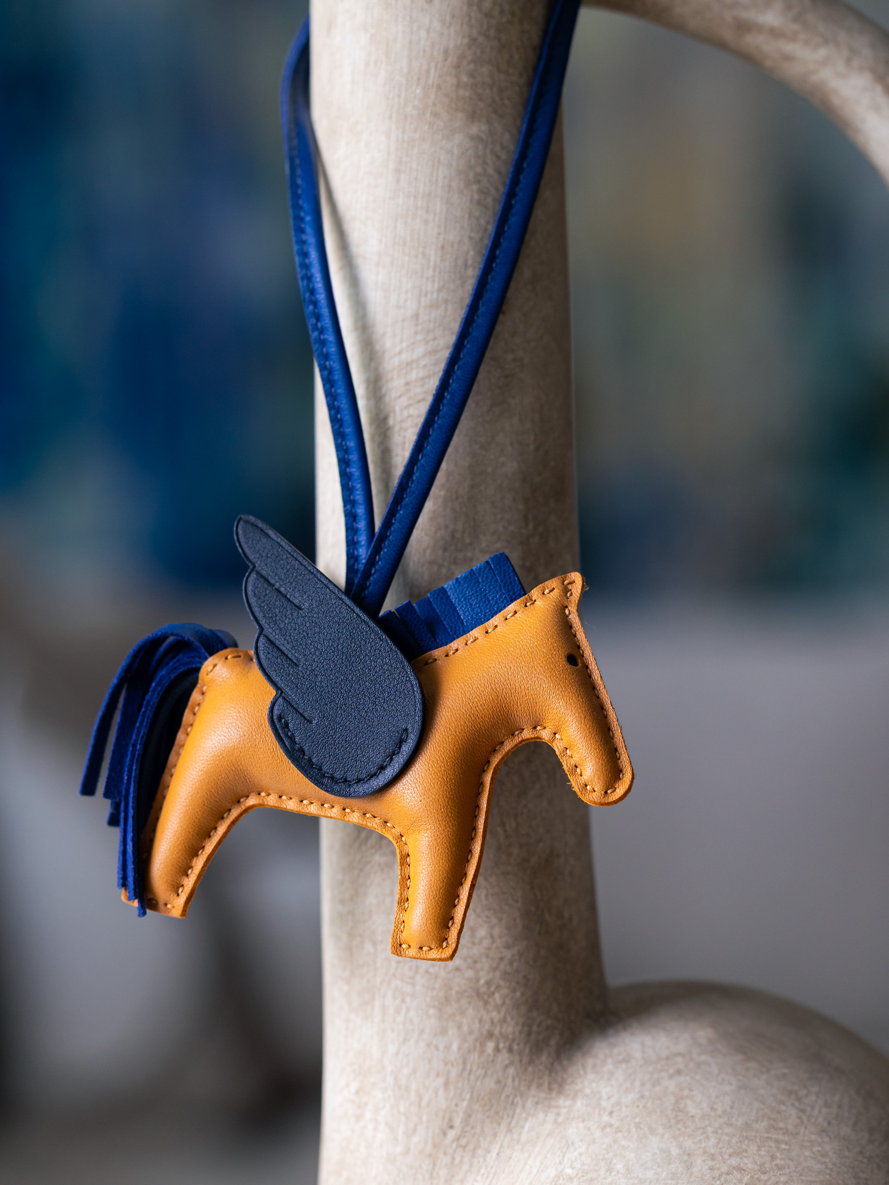 Hermes Rodeo Pegase PM Charm Sesame / Black / Bleu Saphir