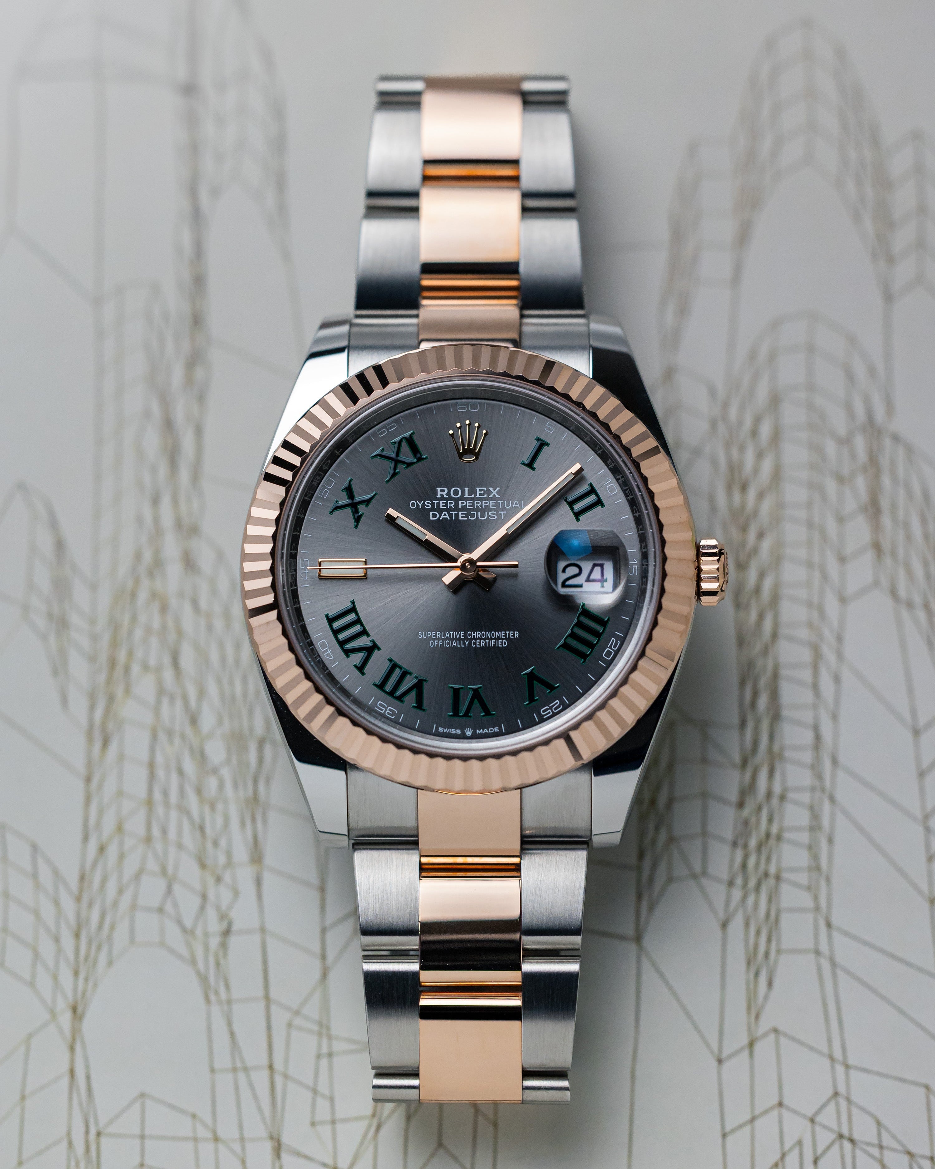 2025 Rolex Datejust 41 Wimbledon Rose Gold and Steel