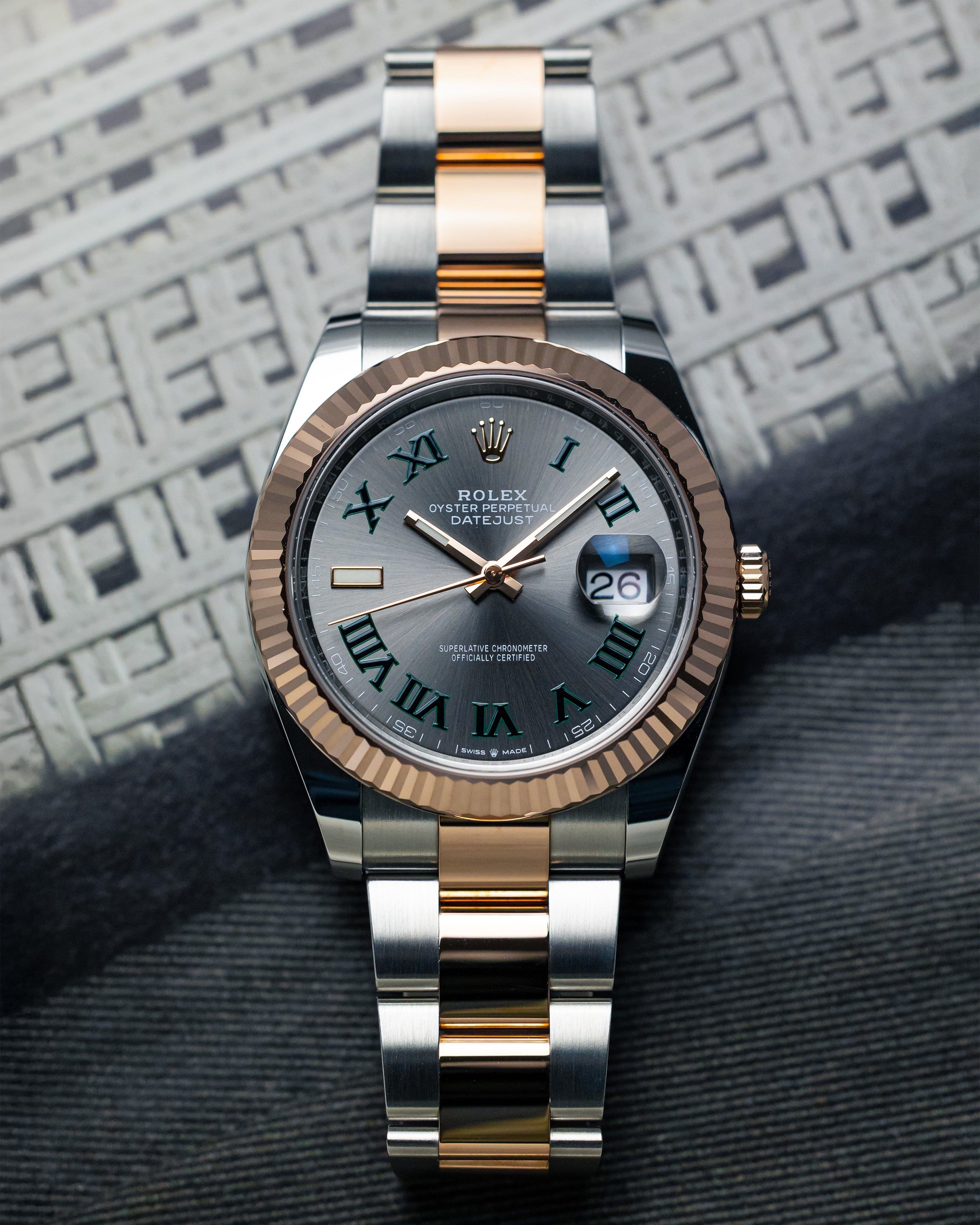 2025 Rolex Datejust 41 Wimbledon Rose Gold and Steel