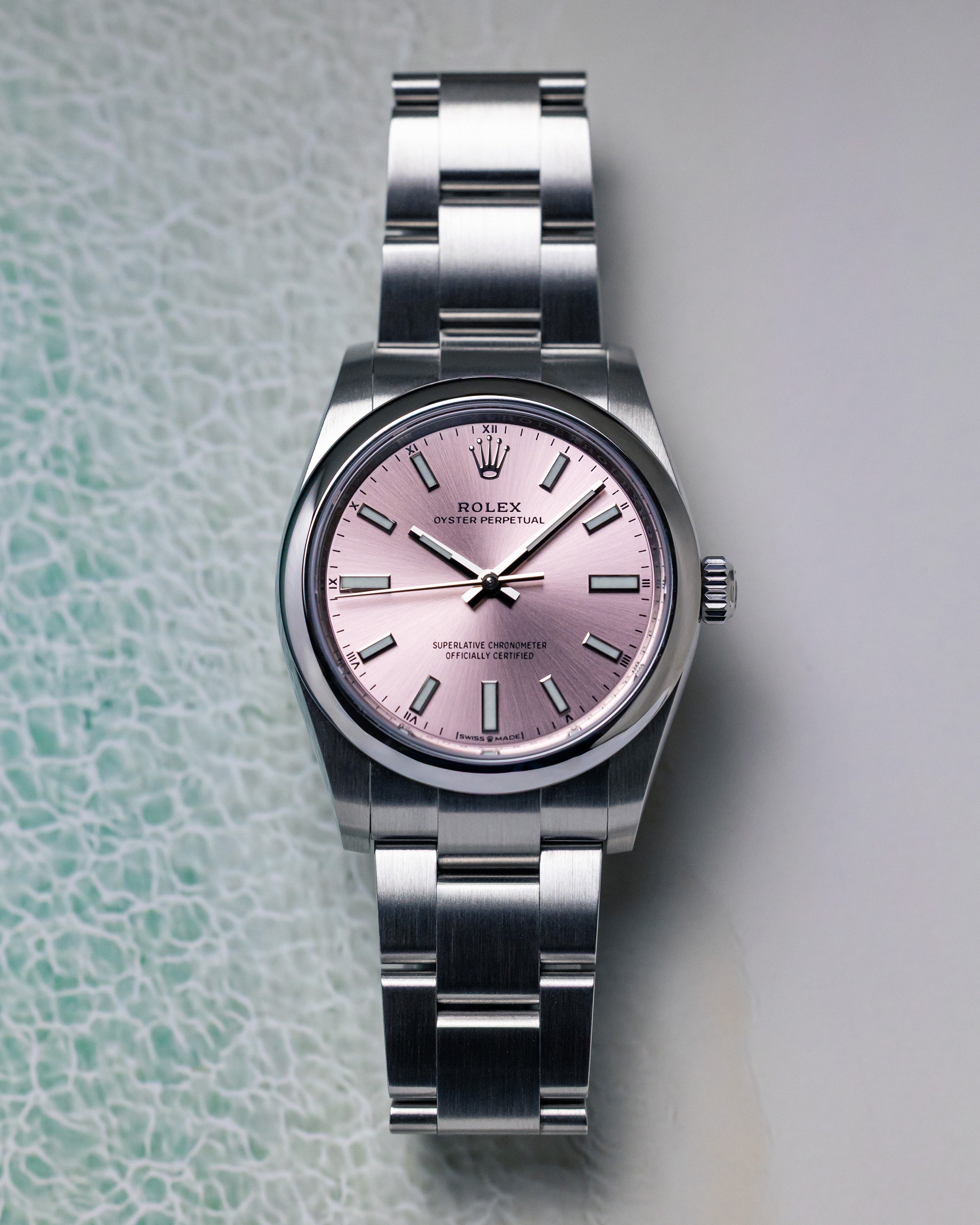 2022 Rolex Oyster Perpetual 34 Sunburst Pink Dial (Discontinued)