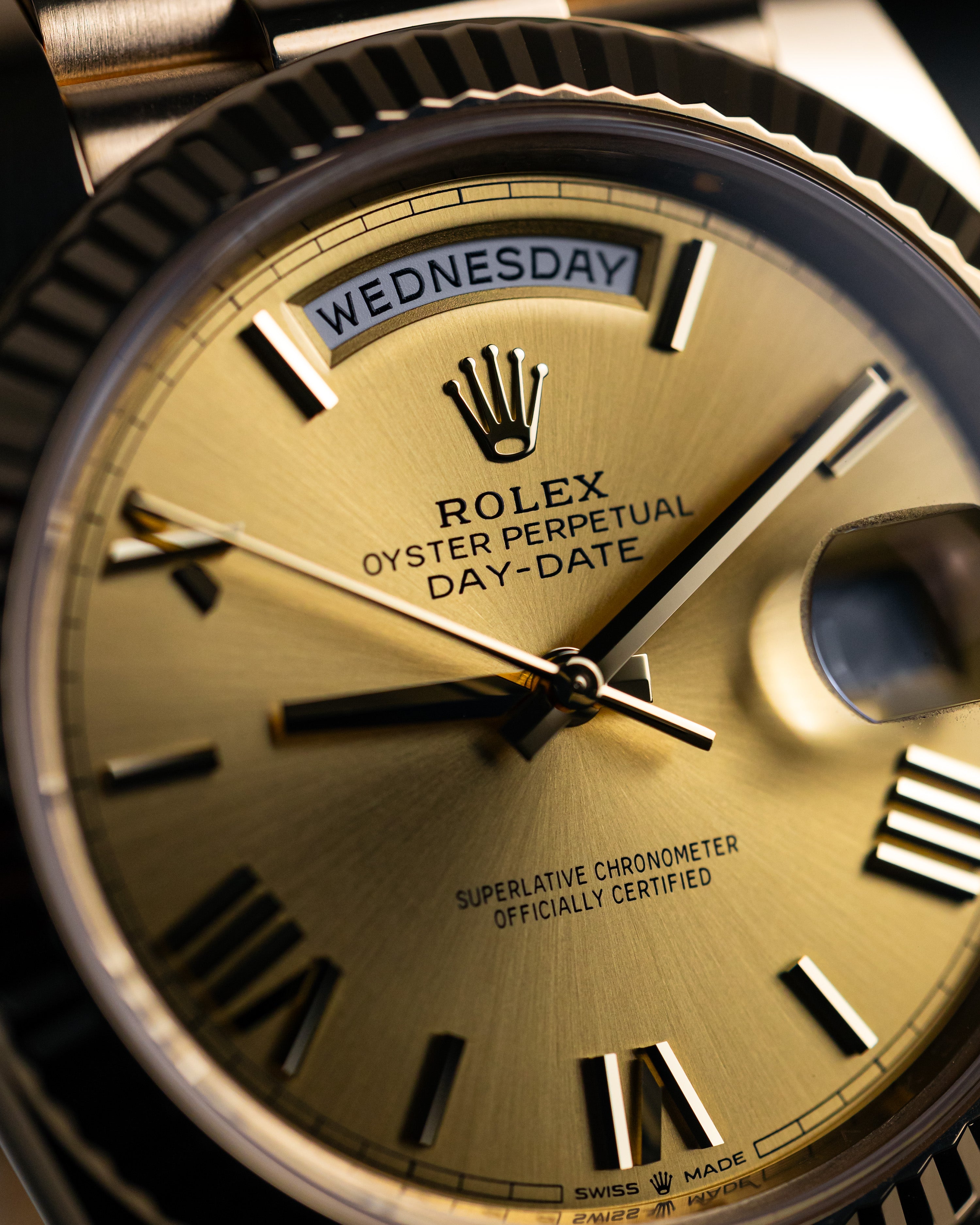 2022 Rolex Day-Date 40 Yellow Gold Champagne/Roman Numeral Dial