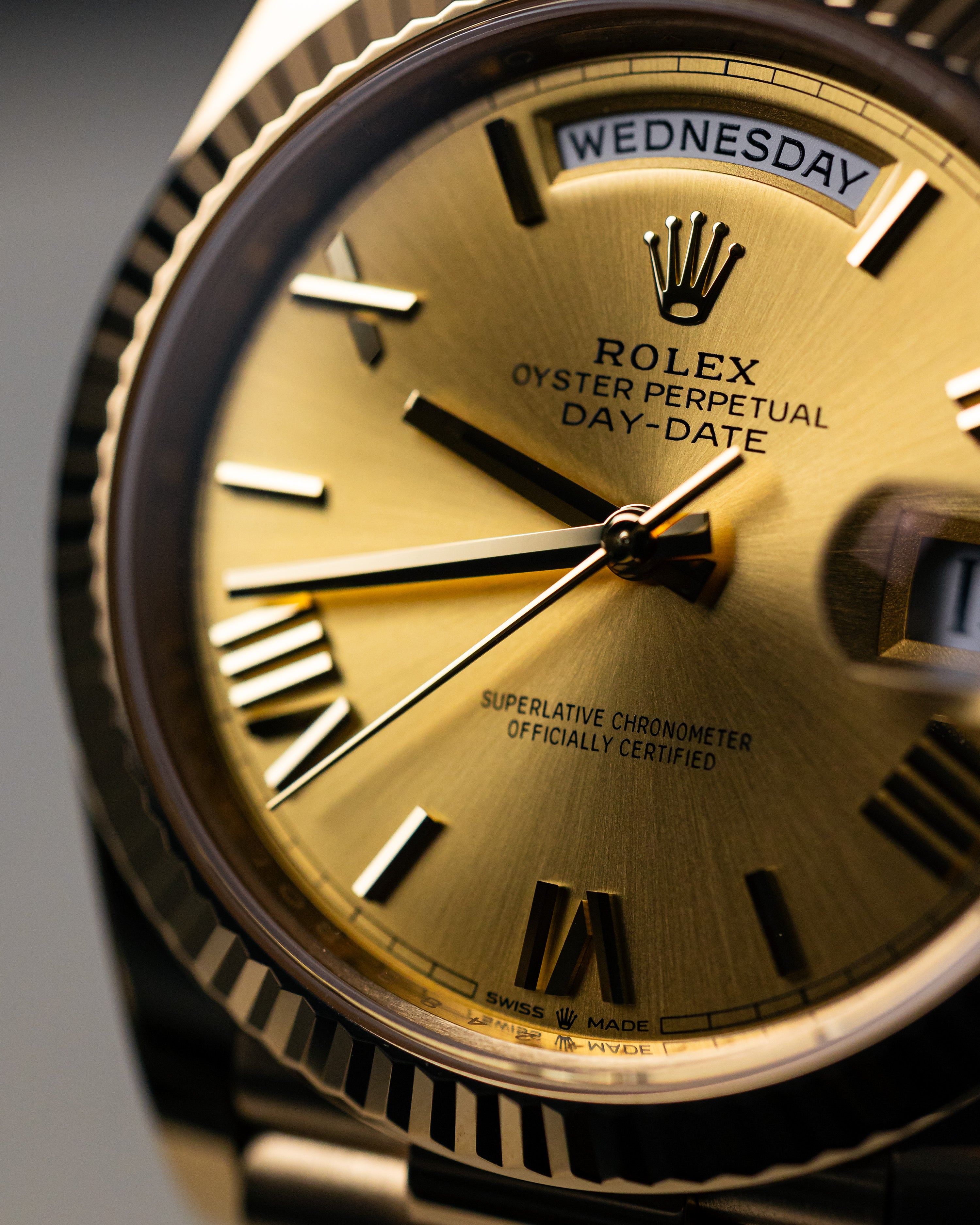 2022 Rolex Day-Date 40 Yellow Gold Champagne/Roman Numeral Dial