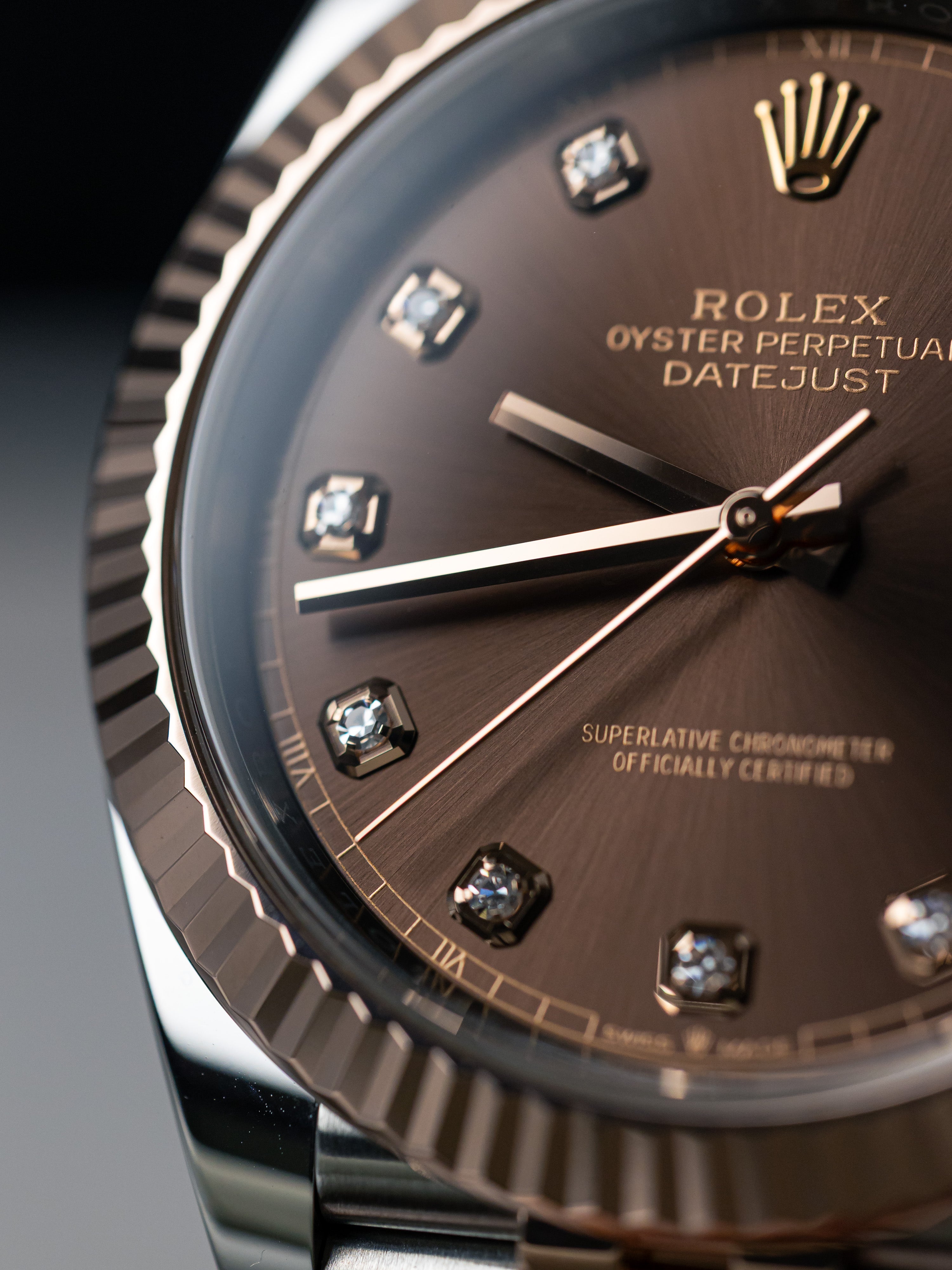 2023 Rolex Datejust 41 Rose Gold Chocolate Diamond Dial