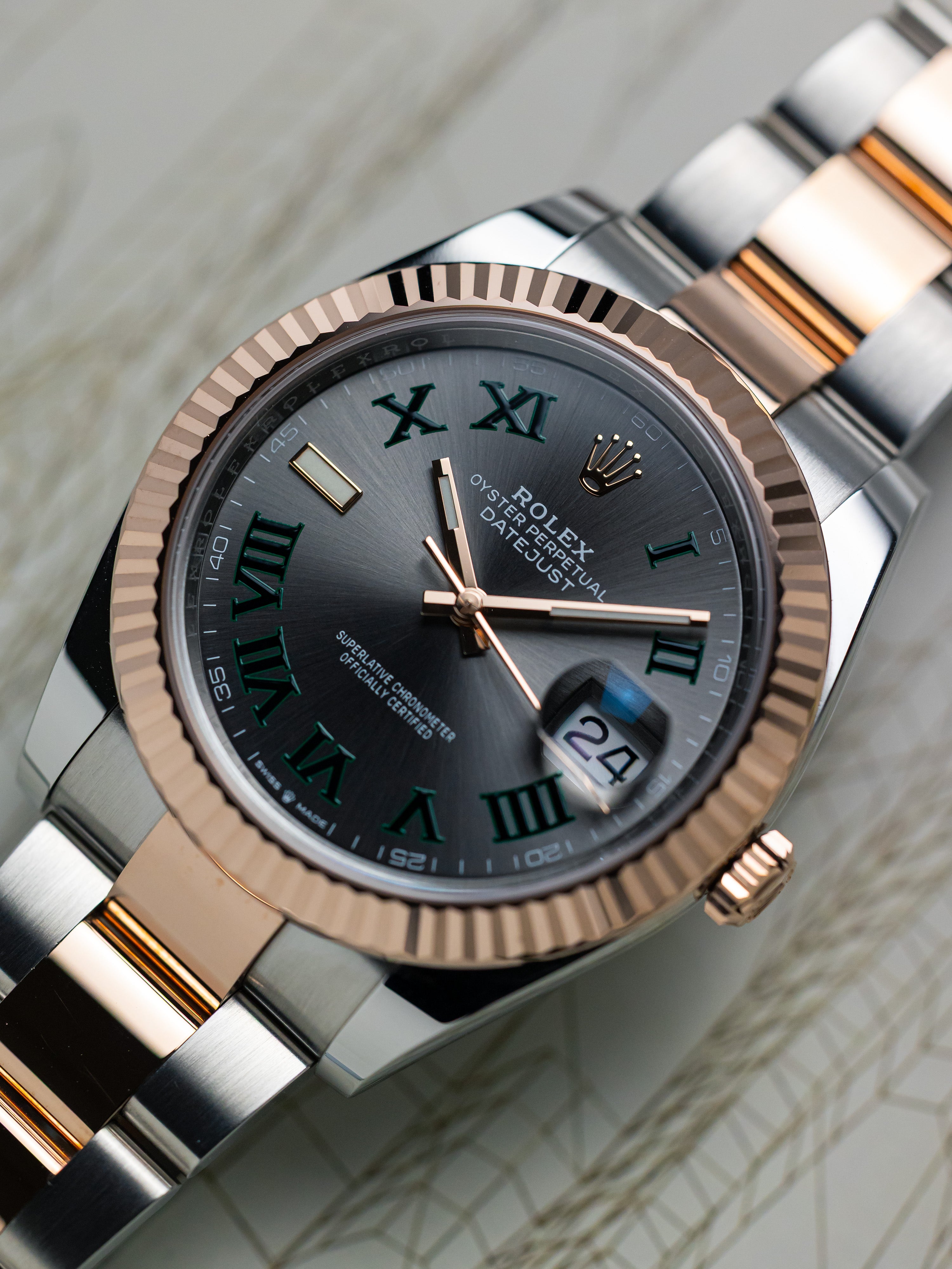 2025 Rolex Datejust 41 Wimbledon Rose Gold and Steel