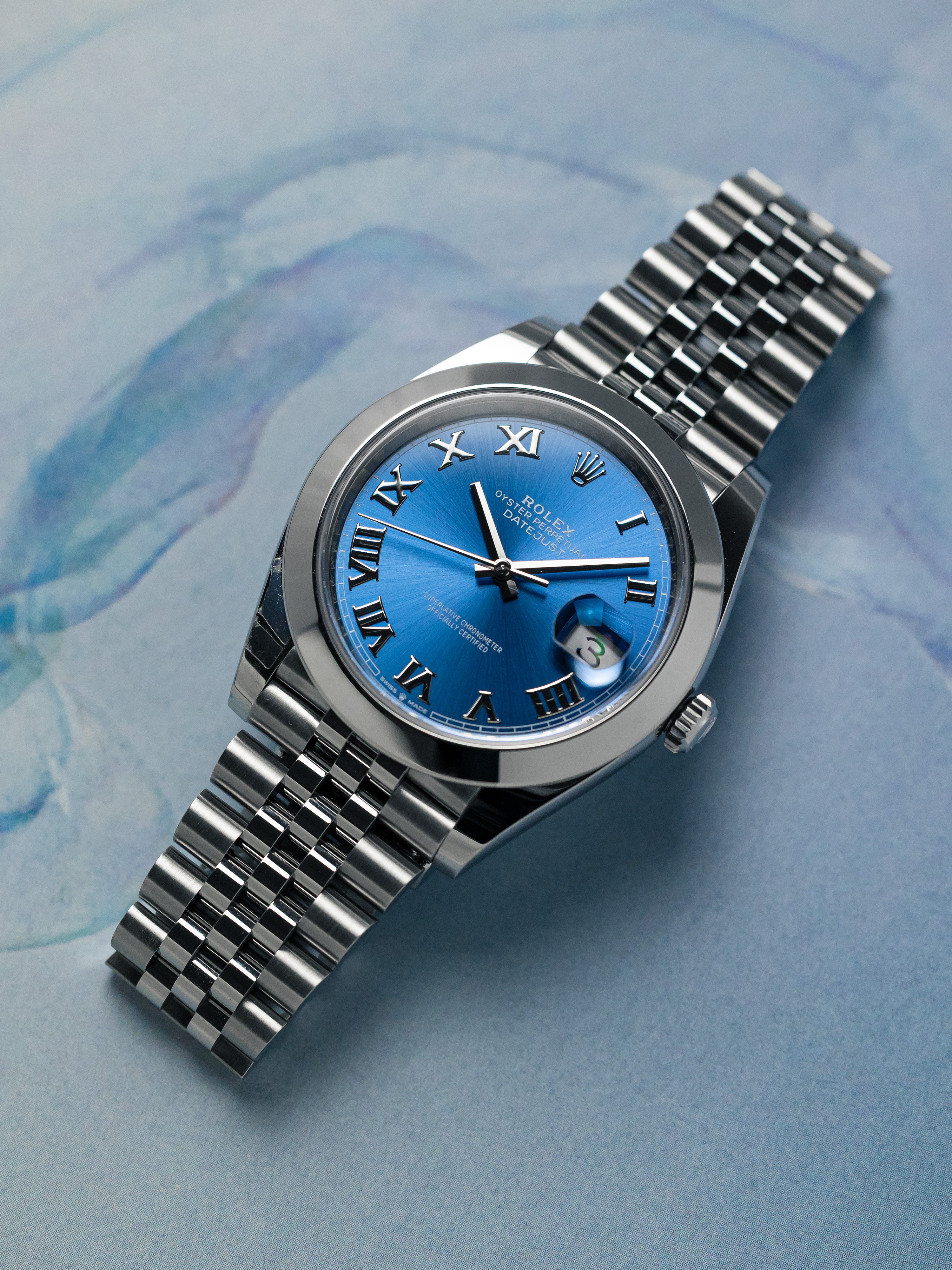2025 Rolex Datejust 41 Smooth Bezel, Roman Numeral Dial