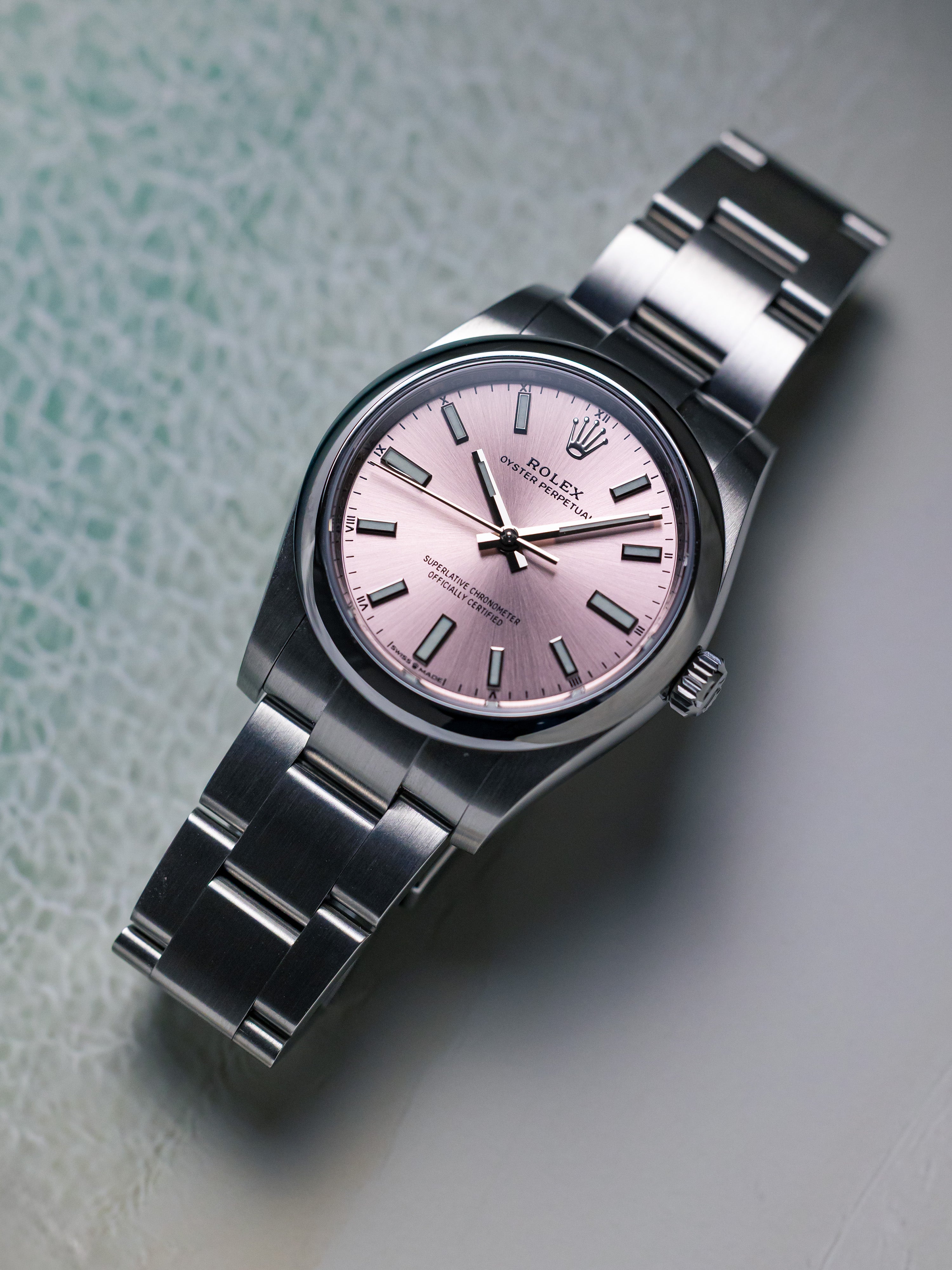 2022 Rolex Oyster Perpetual 34 Sunburst Pink Dial (Discontinued)